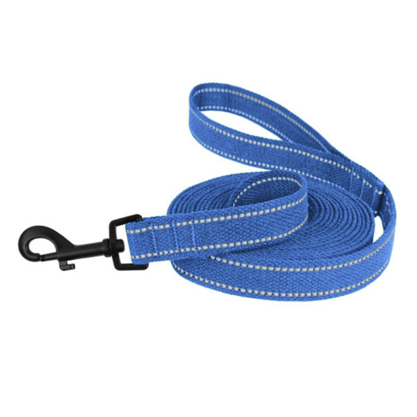 Повідець для собак Barksi Сotton рефлекторний бавовняний брезент Стандарт Лазурно-Синій