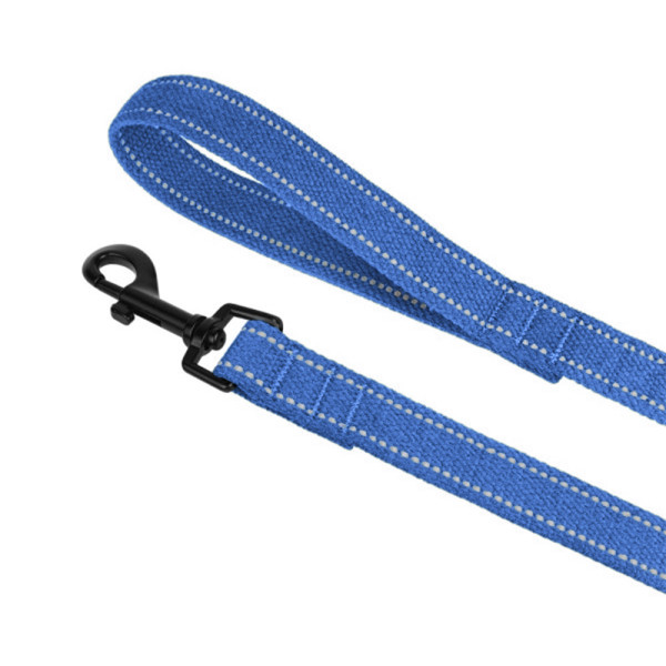 Повідець для собак Barksi Сotton рефлекторний бавовняний брезент Стандарт Лазурно-Синій