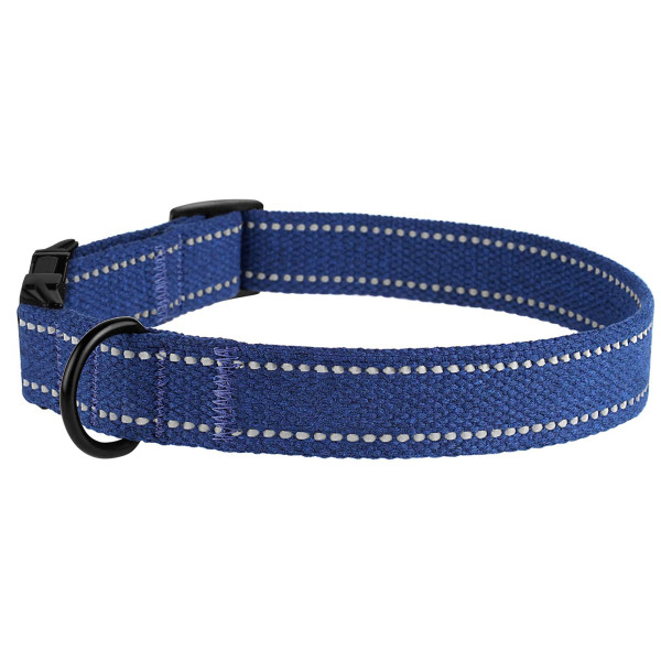 Нашийник для собак Barksi Сotton рефлекторний бавовняний брезент з металевою пряжкою синій Нашийник для собак Barksi Сotton рефлекторний бавовняний брезент з металевою пряжкою синій