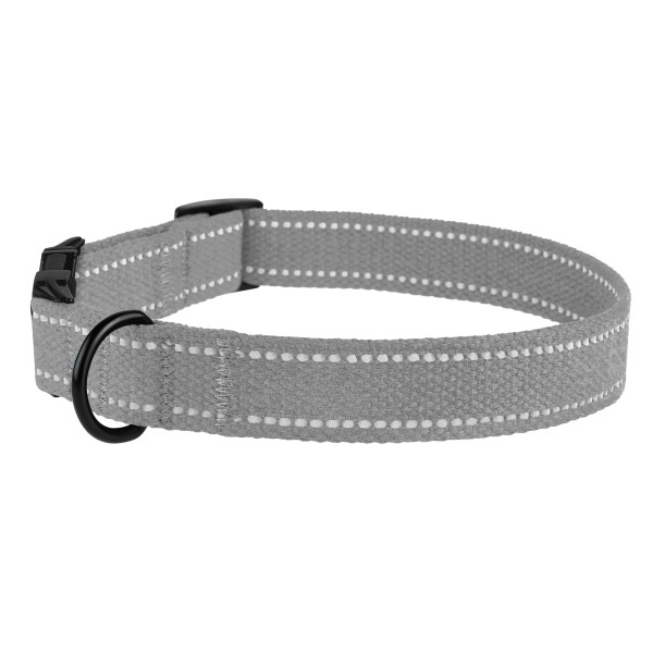 Нашийник для собак Barksi Сotton рефлекторний бавовняний брезент з металевою пряжкою сірий Нашийник для собак Barksi Сotton рефлекторний бавовняний брезент з металевою пряжкою сірий