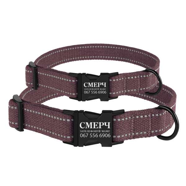 Нашийник для собак Barksi Сotton рефлекторний бавовняний брезент з металевою пряжкою черрі