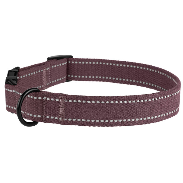 Нашийник для собак Barksi Сotton рефлекторний бавовняний брезент з металевою пряжкою черрі