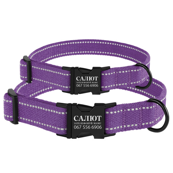 Нашийник для собак Barksi Сotton рефлекторний бавовняний брезент з металевою пряжкою фіолетовий Нашийник для собак Barksi Сotton рефлекторний бавовняний брезент з металевою пряжкою фіолетовий