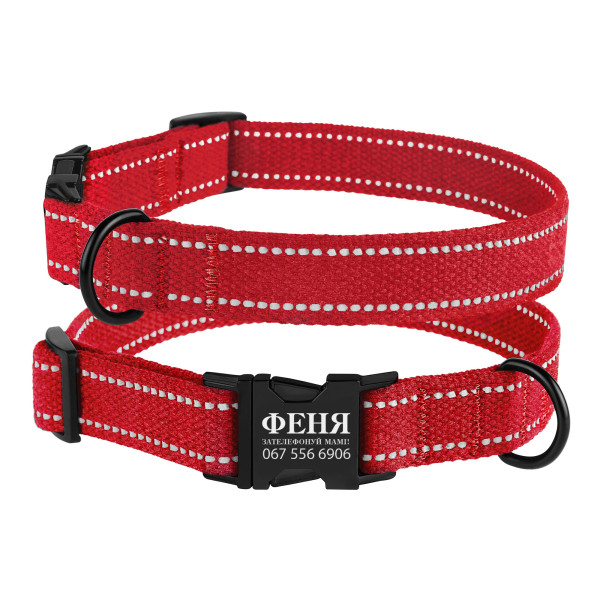 Нашийник для собак Barksi Сotton рефлекторний бавовняний брезент з металевою пряжкою червоний Нашийник для собак Barksi Сotton рефлекторний бавовняний брезент з металевою пряжкою червоний