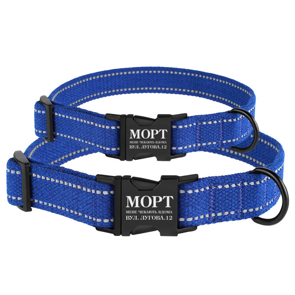 Нашийник для собак Barksi Сotton рефлекторний бавовняний брезент з металевою пряжкою Волошковий