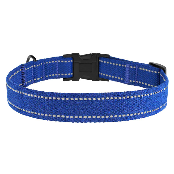 Нашийник для собак Barksi Сotton рефлекторний бавовняний брезент з металевою пряжкою Волошковий