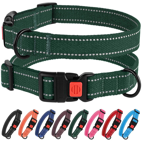 Нашийник для собак Barksi Сotton рефлекторний брезент зелений