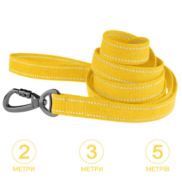 Повідець для собак Barksi Сotton рефлекторний бавовняний брезент Жовтий