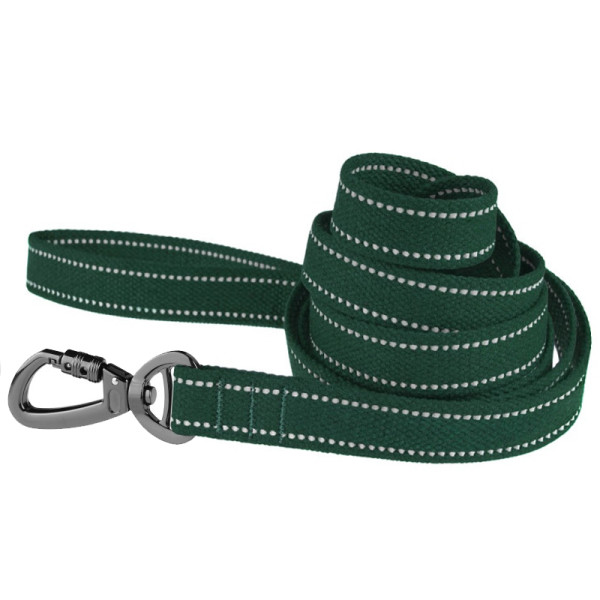 Повідець для собак Barksi Сotton рефлекторний бавовняний брезент зелений