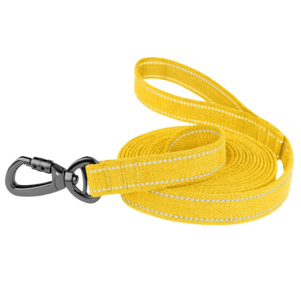 Повідець для собак Barksi Сotton рефлекторний бавовняний брезент Жовтий