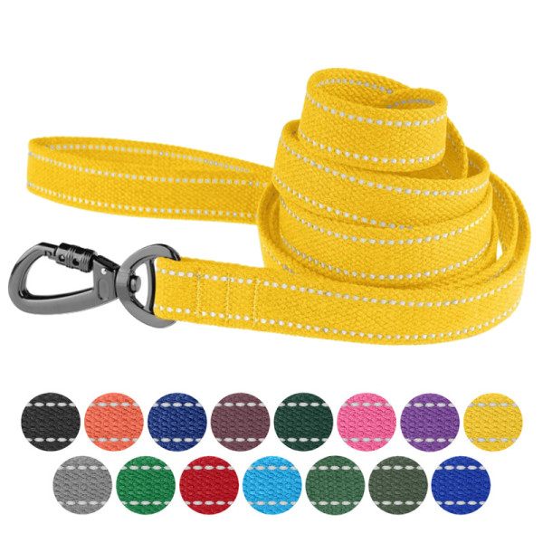 Повідець для собак Barksi Сotton рефлекторний бавовняний брезент Жовтий