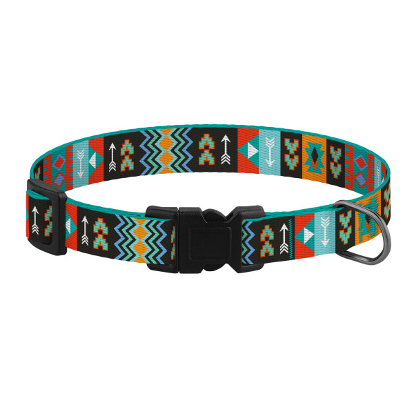 Нашийник для собак BronzeDog Urban Нейлоновий з Пластиковою Пряжкою та Дзвіночком Ацтеки