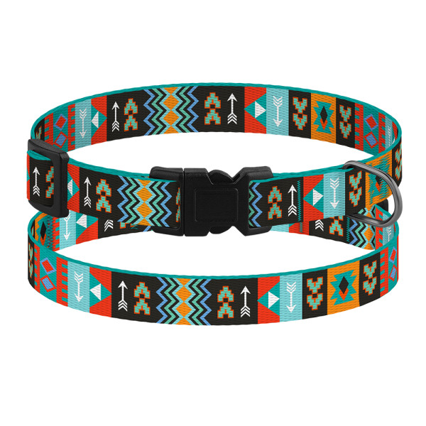Нашийник для собак BronzeDog Urban Нейлоновий з Пластиковою Пряжкою та Дзвіночком Ацтеки