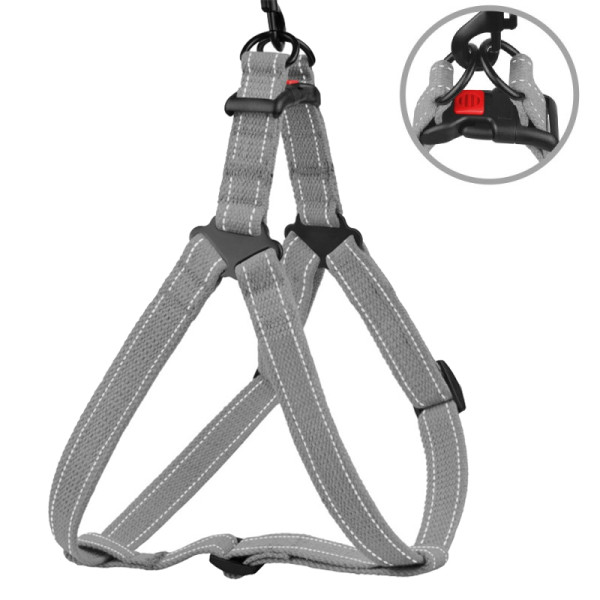 Шлея для Собак Barksi Сotton Стандарт Рефлекторна бавовняна Брезент Сіра