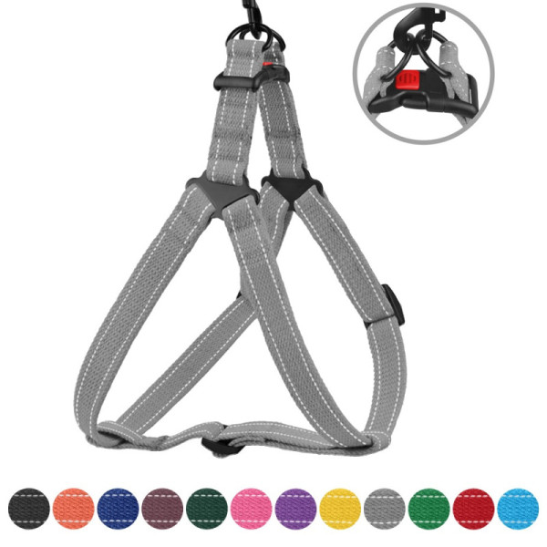 Шлея для Собак Barksi Сotton Стандарт Рефлекторна бавовняна Брезент Сіра