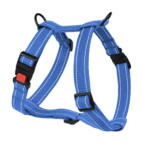 Шлея для Собак Barksi Сotton Н-подібна Рефлекторна бавовняна Брезент Лазурно-Синій