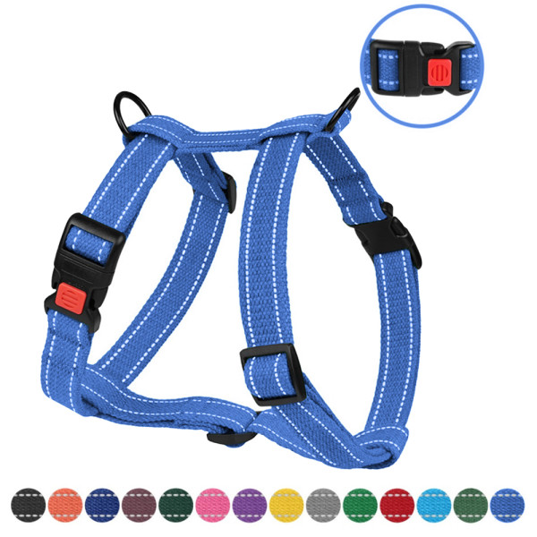 Шлея для Собак Barksi Сotton Н-подібна Рефлекторна бавовняна Брезент Лазурно-Синій