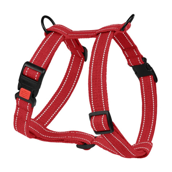 Шлея для Собак Barksi Сotton Н-подібна Рефлекторна бавовняна Брезент Червона