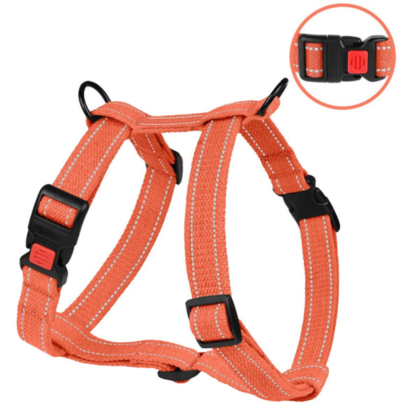 Шлея для Собак Barksi Сotton Н-подібна Рефлекторна бавовняна Брезент Помаранчева