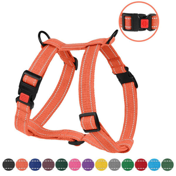 Шлея для Собак Barksi Сotton Н-подібна Рефлекторна бавовняна Брезент Помаранчева