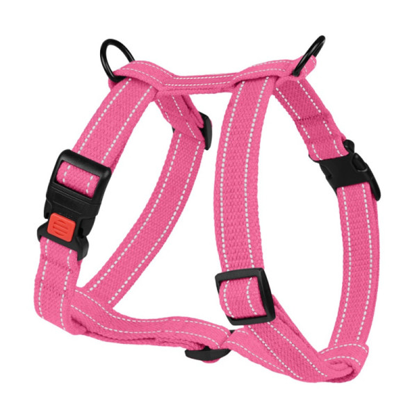 Шлея для Собак Barksi Сotton Н-подібна Рефлекторна бавовняна Брезент Рожева
