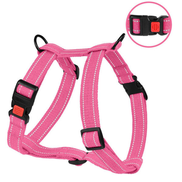 Шлея для Собак Barksi Сotton Н-подібна Рефлекторна бавовняна Брезент Рожева