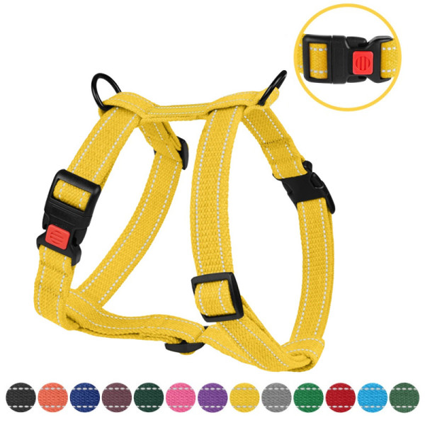 Шлея для Собак Barksi Сotton Н-подібна Рефлекторна бавовняна Брезент Жовта