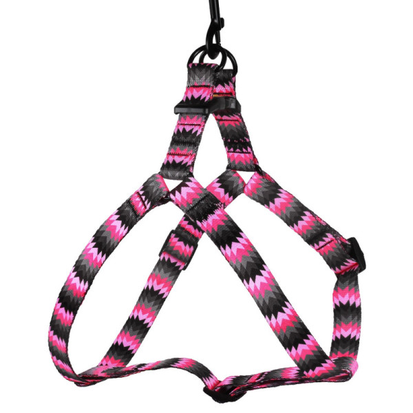 Шлея для Собак BronzeDog Urban Зигзаг Нейлонова Сіро-Рожева