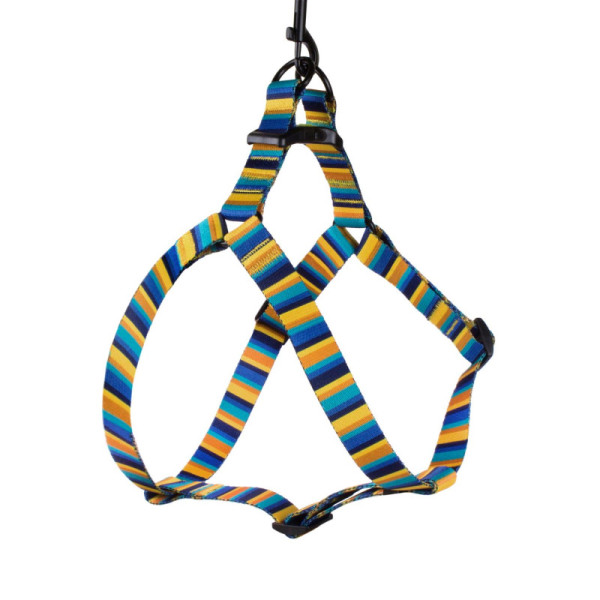 Шлея для Собак BronzeDog Urban Полоска Нейлонова Жовто-Синя