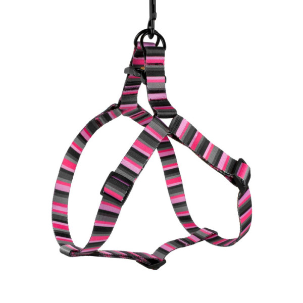 Шлея для Собак BronzeDog Urban Полоска Нейлонова Сіро-Рожева