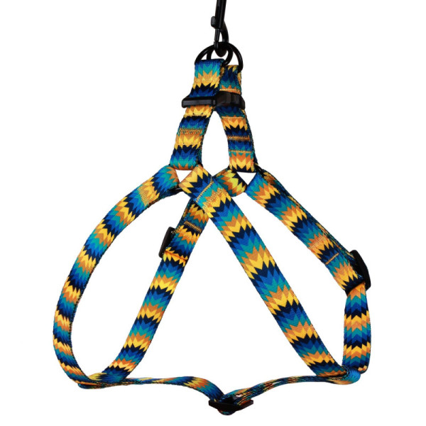 Шлея для Собак BronzeDog Urban Зигзаг Нейлонова Жовто-Синя