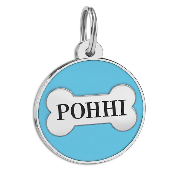 Емальований Адресник BronzeDog Кісточка для Собак Блакитний