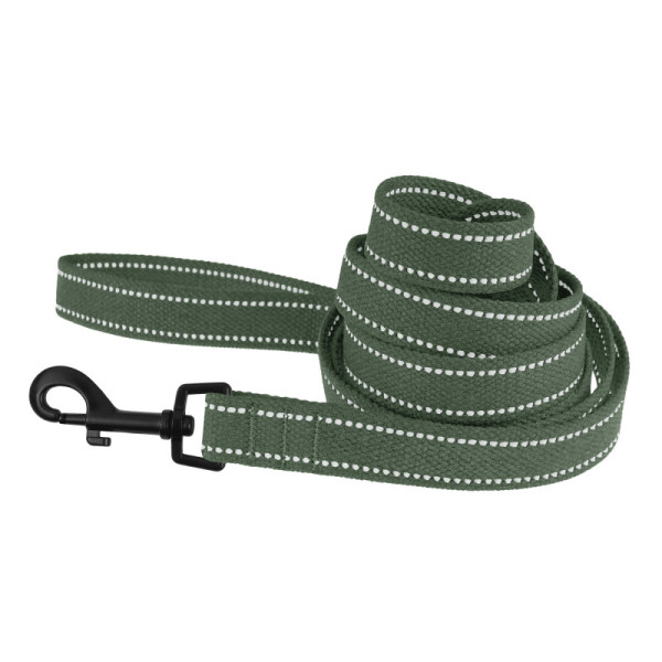 Повідець для собак Barksi Сotton рефлекторний бавовняний брезент Стандарт Хакі