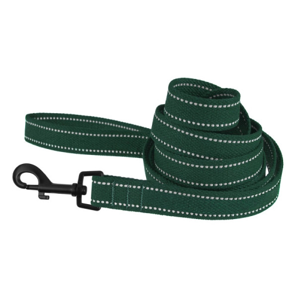 Повідець для собак Barksi Сotton рефлекторний бавовняний брезент Стандарт Зелений