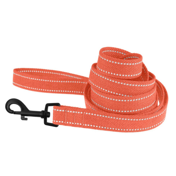 Повідець для собак Barksi Сotton рефлекторний бавовняний брезент Стандарт Помаранчевий