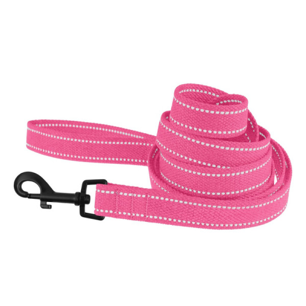 Повідець для собак Barksi Сotton рефлекторний бавовняний брезент Стандарт Рожевий