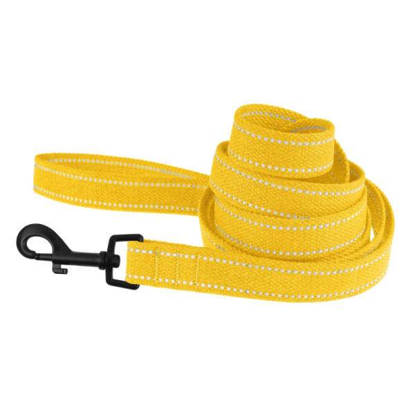 Повідець для собак Barksi Сotton рефлекторний бавовняний брезент Стандарт Жовтий