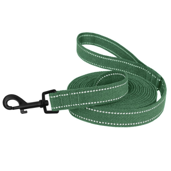 Повідець для собак Barksi Сotton рефлекторний бавовняний брезент Стандарт Армійський