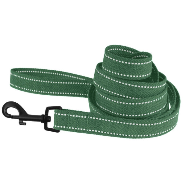 Повідець для собак Barksi Сotton рефлекторний бавовняний брезент Стандарт Армійський