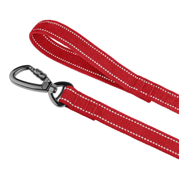 Повідець для собак Barksi Сotton рефлекторний бавовняний брезент Червоний