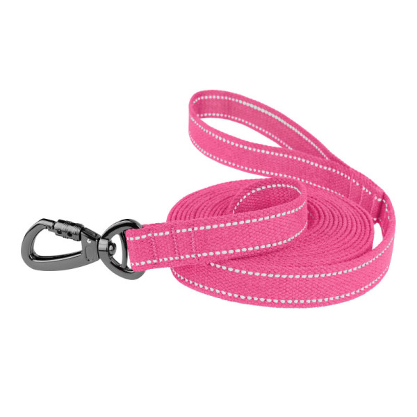 Повідець для собак Barksi Сotton рефлекторний бавовняний брезент рожевий