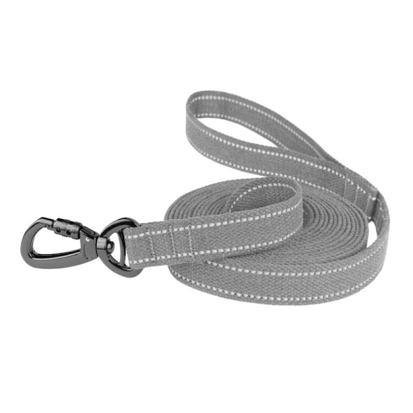 Повідець для собак Barksi Сotton рефлекторний бавовняний брезент сірий