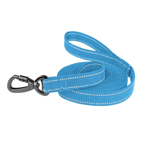 Повідець для собак Barksi Сotton рефлекторний бавовняний брезент блакитний