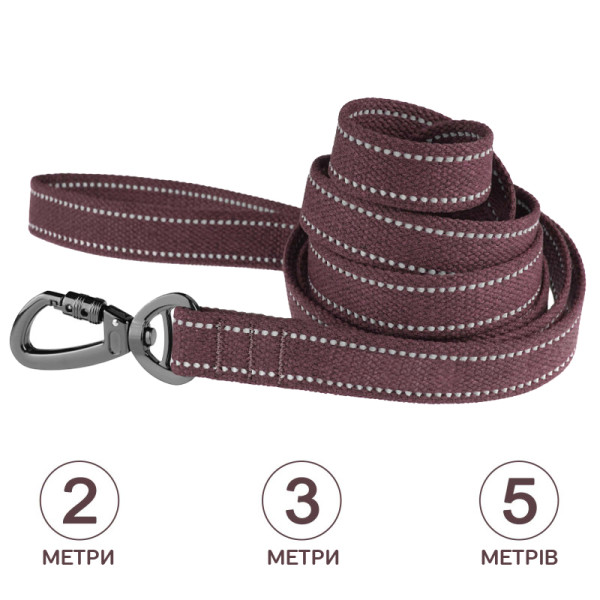 Повідець для собак Barksi Сotton рефлекторний бавовняний брезент черрі