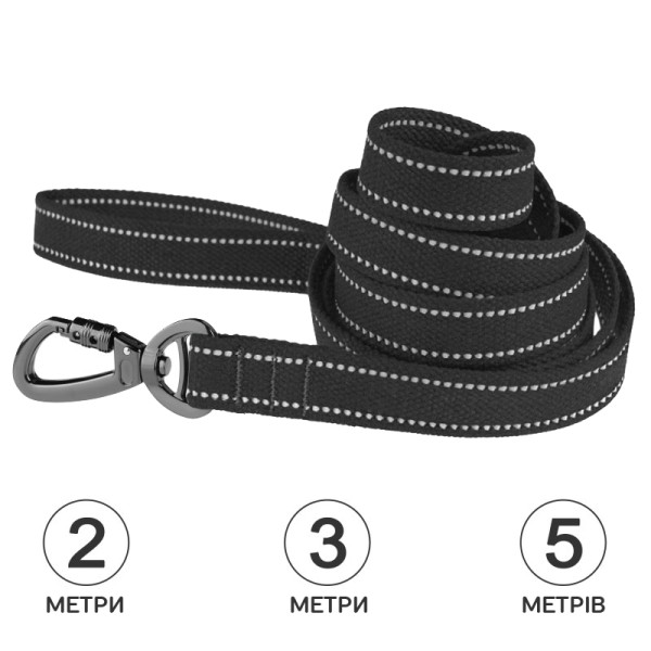 Повідець для собак Barksi Сotton рефлекторний бавовняний брезент графіт