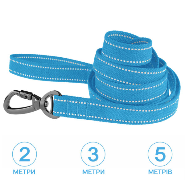 Повідець для собак Barksi Сotton рефлекторний бавовняний брезент блакитний