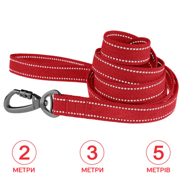 Повідець для собак Barksi Сotton рефлекторний бавовняний брезент Червоний