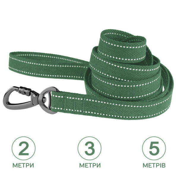 Повідець для собак Barksi Сotton рефлекторний бавовняний брезент Армійський