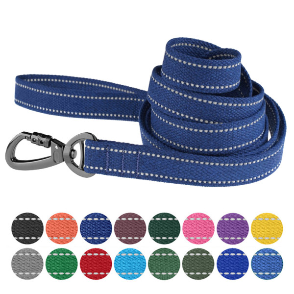 Повідець для собак Barksi Сotton рефлекторний бавовняний брезент синій