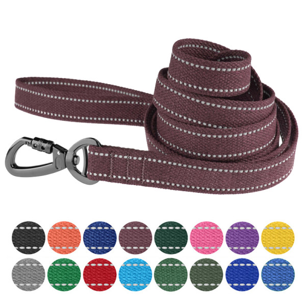 Повідець для собак Barksi Сotton рефлекторний бавовняний брезент черрі